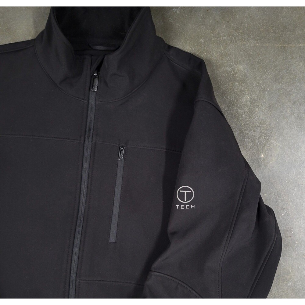 TECH By TUMI Full Zip Jacket Mens Fleece Lined Softshell Windbreaker Black Sz L